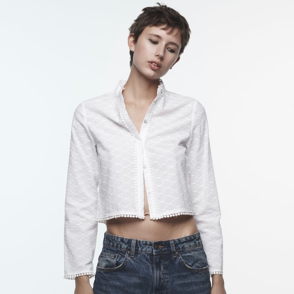 High collar long sleeve Zara xs top